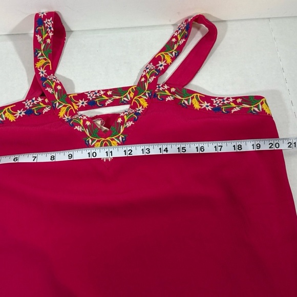 Entro Red Embroidered Strappy Lined Women's Tank Top Size Large - Picture 6 of 7